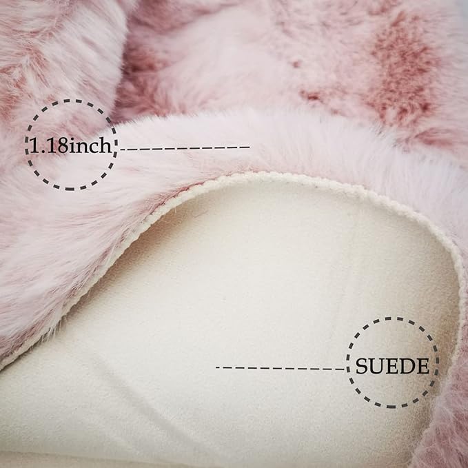 Ghouse Faux Rabbit Fur Round Rug 4ft Pink Round Rugs for Bedroom Decor Fluffy Area Rugs for Living Room, no-Shedding Carpet Sheepskin Washable Rug Rome Decor