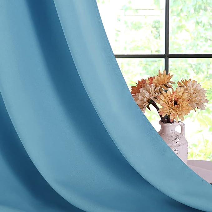 NICETOWN Room Darkening Draperies Window Curtain Panels, Teal Blue, 2 Panels, W60 x L84 -inch, Thermal Insulated Grommet Room Darkening Curtains for Bedroom