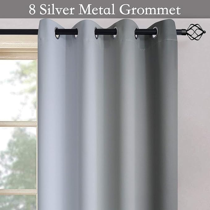 SimpleHome Ombre Room Darkening Curtains for Living Room, Light Blocking Grey to Greyish White Thermal Insulated Grommet Window Curtains/Drapes for Bedroom, 2 Panels, 42x72 inches Length