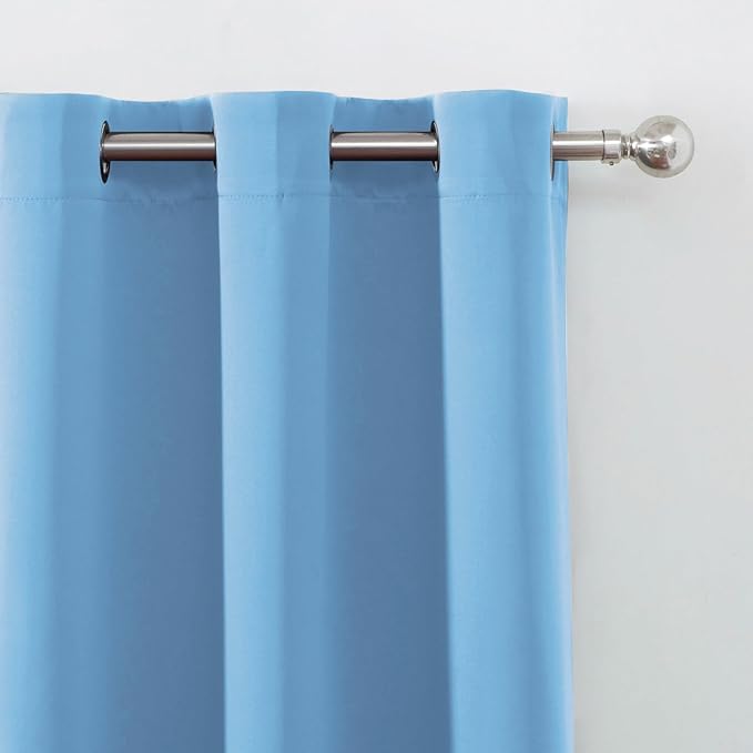 LEMOMO Sky Blue Blackout Curtains/42 x 63 Inch Length Kids Curtains/Set of 2 Panels Grommet Bedroom Curtains for Living Room