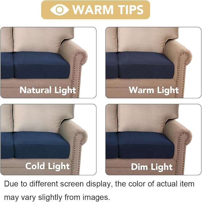 H.VERSAILTEX High Stretch Individual Seat Cushion Covers Sofa Slipcovers Couch Cushion Covers Sofa Covers Featuring Jacquard Textured Twill Fabric (1 Pack for 1 Cushion Chair, Navy, Small)