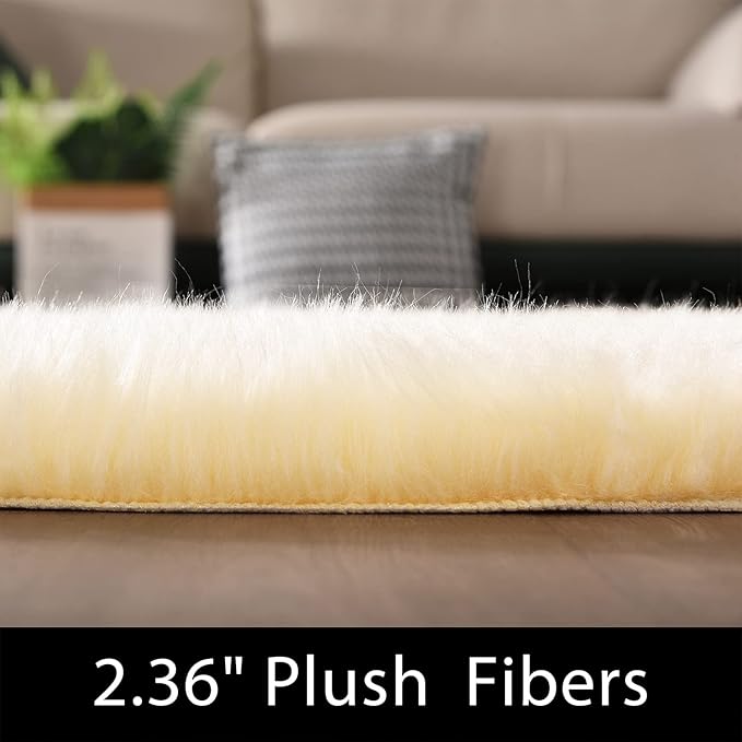 Latepis Yellow Fur Rugs Small 2x3 Area Faux Sheepskin Rug Throw for Sofa Cushion Chair Fluffy Rug Carpet for Bedroom Dorm Room Home Décor Rectangle