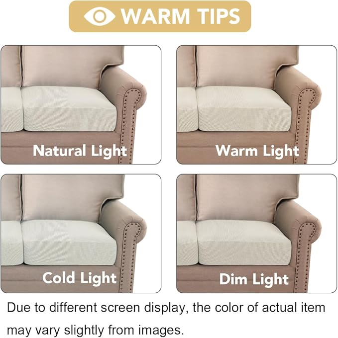 H.VERSAILTEX Stretch Couch Cushion Covers Individual Seat Sofa Chair Slipcovers Cushion Protector Cover Featuring Jacquard Textured Twill Fabric(1 Cushion Chair Cover, Ivory)
