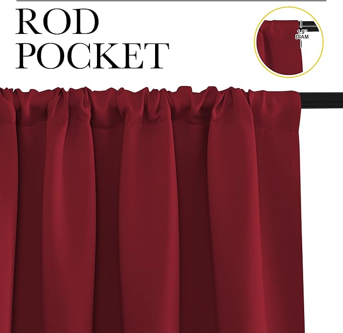 NICETOWN 40 inch Curtains for Small Windows, Thermal Insulated Privacy Short Drapes for Kitchen Bathroom (Set of 2, Burgundy Red, 34" Wide)