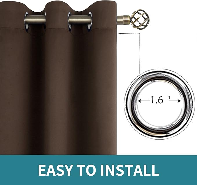 BGment Blackout Curtains for Living Room - Grommet Thermal Insulated Room Darkening Curtains for Bedroom, Set of 2 Panels (38 x 45 Inch, Brown)
