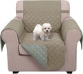 U-NICE HOME Recliner Chair Covers Reversible Chair Cover Pet Covers for Dogs with Elastic Straps Water Resistant Diamond Quilted (23''Armchair, Khaki/Light Grey)