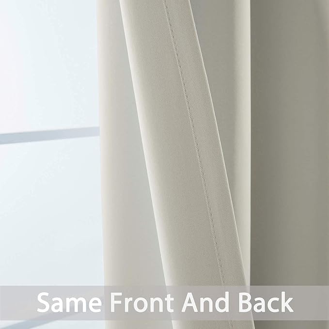 Yakamok Blackout Curtains Room Darkening Thermal Insulated Window Panels,Solid Grommet Top Drapes for Bedroom/Living Room(62Wx63L, Light Beige, 2 Panels)