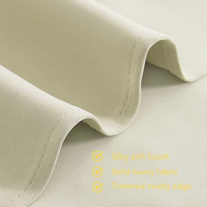 NICETOWN Room Darkening Curtains Panels for Bedroom, Beige, 2 Panels, 34 x 70 Inch, Energy Saving Thermal Insulated Solid Ring Top Light Blocking Window Drapes for Flat