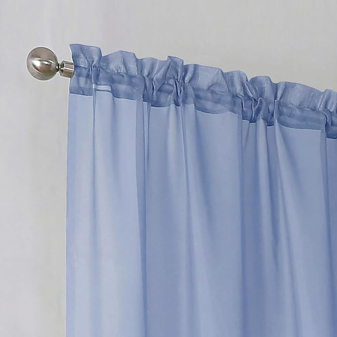 Simplebrand Denim Sheer Curtains 72 Inches Long 2 Panels for Living Room, Rod Pockets Airy Window Treatments Voile Sheer Black Curtains Panels Lightweight for Front Back Patio Glass Door, 42" Width