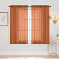 Orange Window Sheer Curtains 54 inch Length, Soft Airy Light Filtering Sheer Curtain 2 Panels Set, Dual Rod Pocket Gauze Orange Drapes for Living Room Bedroom, 2x42Wx54L Inches