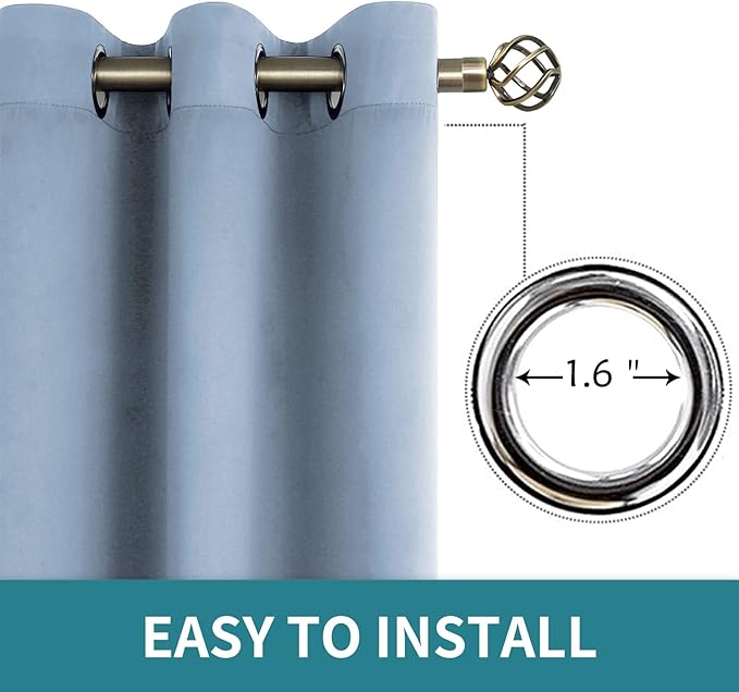 BGment Blackout Curtains for Living Room - Grommet Thermal Insulated Room Darkening Curtains for Bedroom, 2 Panels of 42 x 63 Inch, Spa Blue