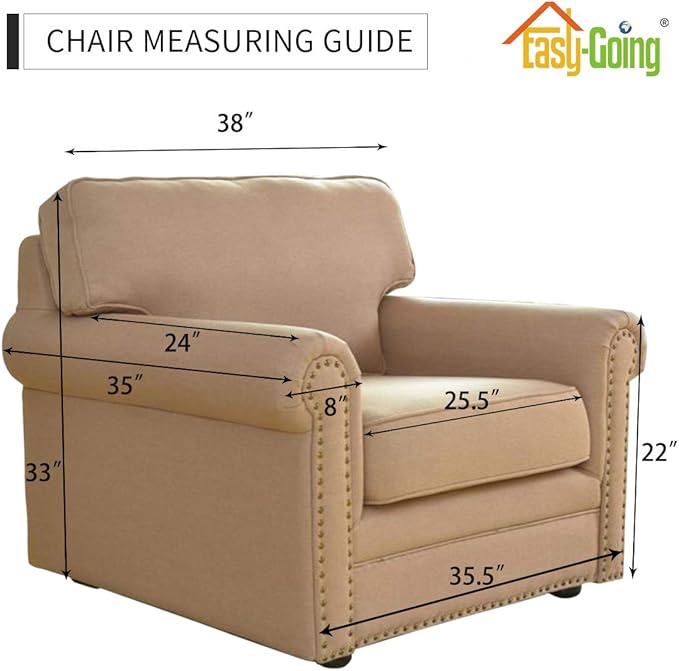 Easy-Going Chair Sofa Slipcover Reversible Sofa Cover Water Resistant Couch Cover Furniture Protector Cover with Elastic Straps for Pets Kids Children Dog Cat (Chair, Brown/Beige)