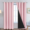 Yakamok Total Blackout Curtains, 2 Thick Layers Completely Blackout Thermal Insulated Drapes with Black Liner for Bedroom(52Wx96L, Pink, 2 Panels)