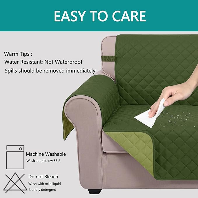 U-NICE HOME Futon Sofa Covers Reversible Sofa Slipcover Armless Cover Furniture Protector Couch Cover Water Resistant (Futon, Huntergreen/Sage)