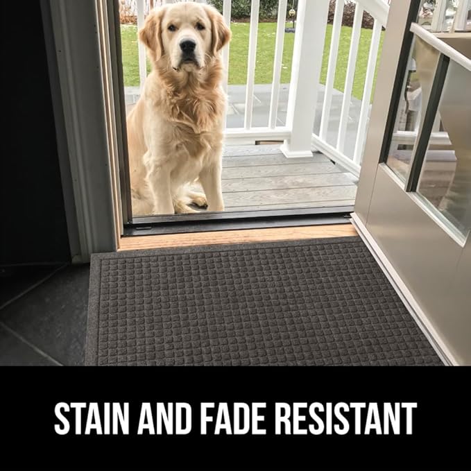 GORILLA GRIP® Ultra Absorbent Front Door Mat Outside Entrance, 35x23, Traps Dirt and Moisture, HydroABSORB Indoor Outdoor Doormat Holds 5.7 Cups Water, Stain and Fade Resistant Welcome Mat, Charcoal
