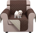 U-NICE HOME Reversible Oversized Chair Covers Quilted Water Repellent Pet Protectors with Elastic Straps(28''Armchair, Coffee/Beige)