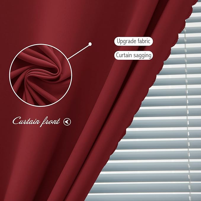 Self Adhesive Curtains, Stick Curtain Blackout Shades Window Cover Curtains for Living Room No Drilling, 47" W X 79" L, Burgundy, 1 Panel
