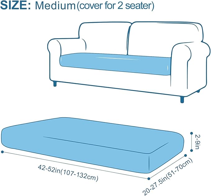 Smiry Printed Couch Cushion Covers, Stretch Soft Couch Covers for Sofa, Washable Non-Slip Sofa Slipcover Furniture Protector for Indoor and Outdoor (Medium, Black)