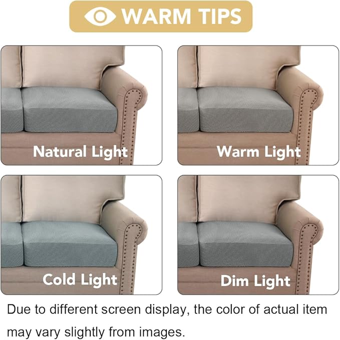 H.VERSAILTEX Stretch Couch Cushion Covers Individual Seat Sofa Chair Slipcovers Cushion Protector Cover Featuring Jacquard Textured Twill Fabric(1 Cushion Chair Cover, Dove)