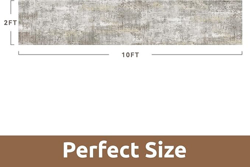 AMOAMI 2 x 10 Hallway Runner Rug Non Slip Super Soft Long Runner Rugs Machine Washable Low Pile Modern Abstract Runners for Hallways for Bedroom Laundry Room Kitchen, Beige