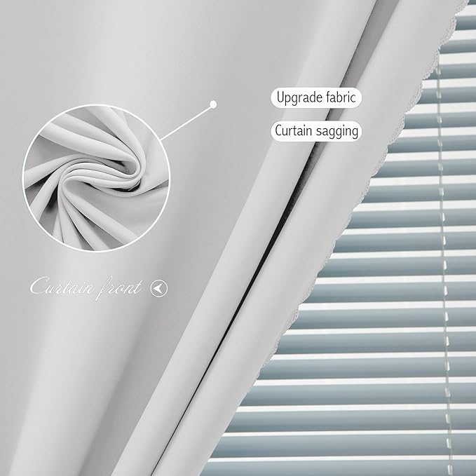 Blackout Curtains for Bedroom Sticky Curtain Blackout Window Cover Self Adhesive Curtains Rod No Drillng, 47" W X 84" L, Light Grey, 1 Panel