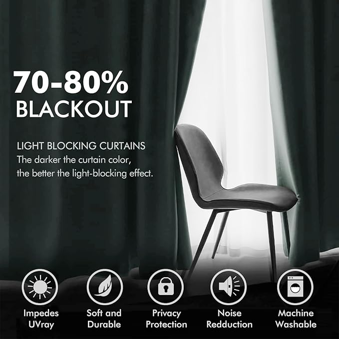 MIULEE Velvet Curtains Misty Blue Elegant Grommet Thermal Insulated Soundproof Room Darkening Curtains/Drapes for Classical Living Room Bedroom Decor 52 x 108 Inch Set of 2