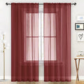 SpaceDresser Basic Rod Pocket Sheer Voile Window Curtain Panels Burgundy 1 Pair 2 Panels 52 Width 63 Inch Long for Kitchen Bedroom Children Living Room Yard(Burgundy,52 W x 63 L)