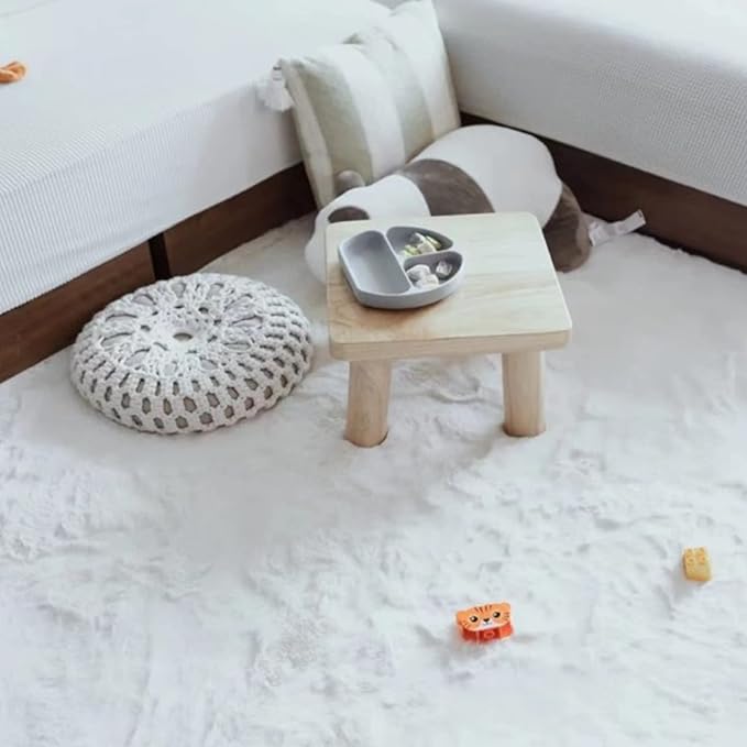 Ghouse Ultra Soft Faux Rabbit Fur Rug, Machine Washable Area Rugs for Bedroom Fluffy Rugs for Living Room, No-Shedding Carpet Sheepskin Runner Rugs White 2x10 Feet