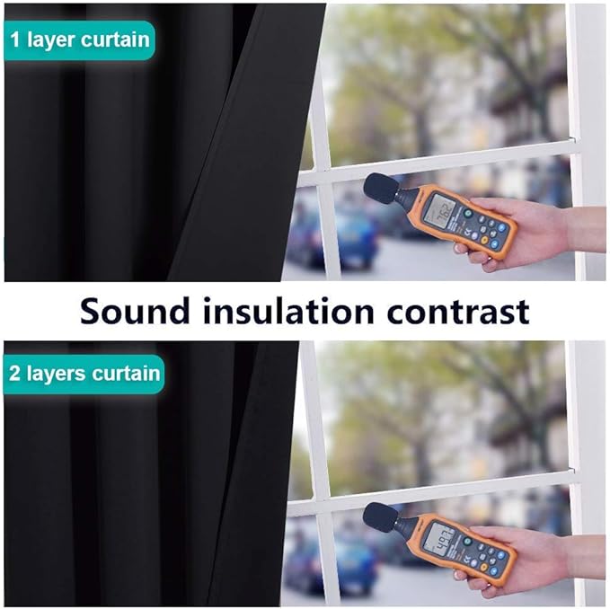 NICETOWN 100% Blackout Window Curtain Panels, Full Light Blocking Drapes with Black Liner for Nursery, 78 inches Drop Thermal Bedroom Drapes and Curtains (Black, 2 Pieces, 55 inches Wide Per Panel)