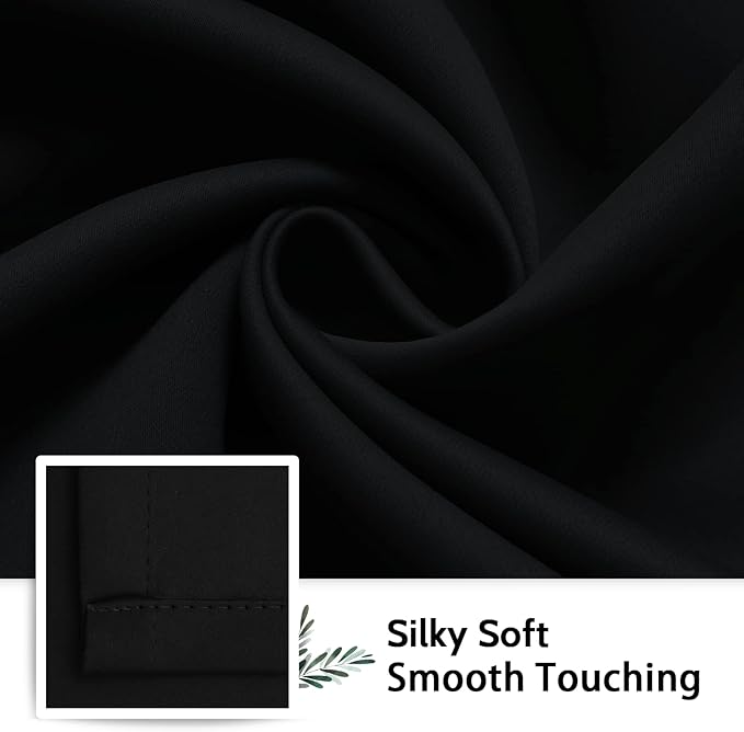 SimpleHome 100% Blackout Curtains for Bedroom,Thermal Insulated Grommet Window Drapes Room Darkening Black Curtains for Living Room with Black Back,42 x 63 Inch,2 Panels
