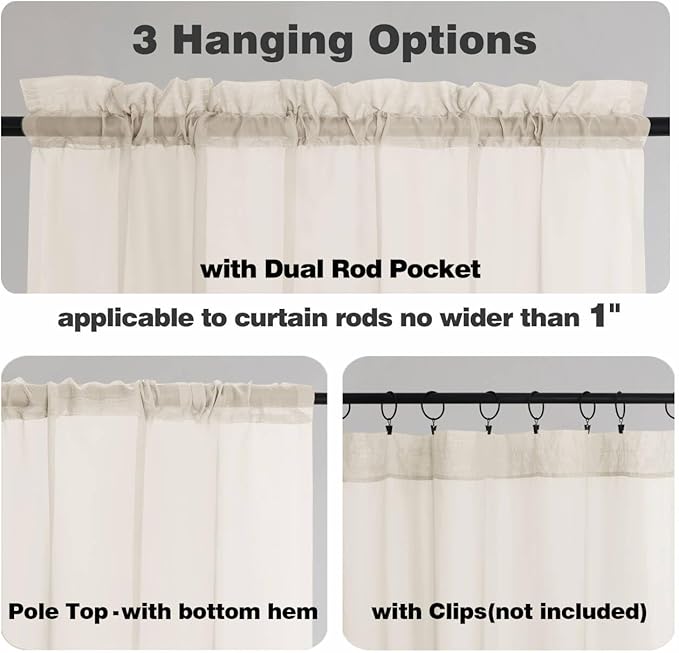 Chyhomenyc Cream Sheer Curtains 108 Inches Long - Light Filtering Voile Extra Long Panel Drapes for Floor to Ceiling Window, Elegant Soft Living Room Curtains, Each 42Wx108L Inch, 9FT, 2 Panels