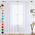 SpaceDresser Sheer Voile Window Treatment Rod Pocket Curtain Panels for Kitchen Bedroom Living Room Drapes Sunlight Filtering Privacy Semi Home Decor Assorted (White, 52 W x 128 L)