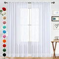 SpaceDresser Basic Rod Pocket Sheer Voile Window Curtain Panels White 1 Pair 2 Panels 38 Width 63 Inch Long for Kitchen Bedroom Children Living Room Yard(White,38 W x 63 L)