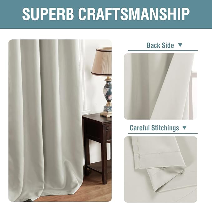 H.VERSAILTEX Blackout Curtain for Living Room Thermal Insulated Window Treatment Curtain 54 inch Length Energy Saving Solid Grommet Top Blackout Drape, One Panel, Ivory/Cream, 52" W x 54" L