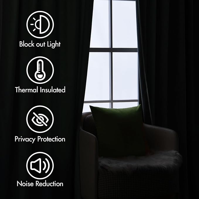 MIULEE Velvet Curtains 90 inches - Luxury Blackout Curtains for Bedroom Living Room Thermal Insulated Super Soft Window Drapes Rod Pocket & Back Tab, Sage Green, W52 x L90 inches, 2 Panels
