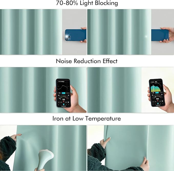 MIULEE Aqua Back Tab Blackout Curtains 120 Inch Long 2 Panels Set for Bedroom, Rod Pocket/Pinch Pleated Extra Long Thermal Insulated Living Room Darkening Light Blocking 10FT Drapes