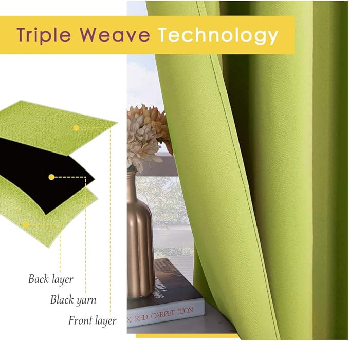 NICETOWN Room Darkening Draperies Window Curtain Panels, Fresh Green, 2 Panels, W60 x L84 -inch, Thermal Insulated Grommet Room Darkening Curtains for Bedroom