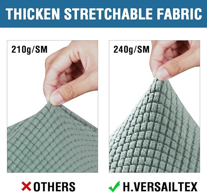 H.VERSAILTEX 4 Piece Stretch Sofa Covers for 3 Cushion Couch Covers for Living Room Furniture Slipcovers (Base Cover Plus 3 Seat Cushion Covers) Upgraded Thicker Jacquard Fabric (XL Sofa, Sage)