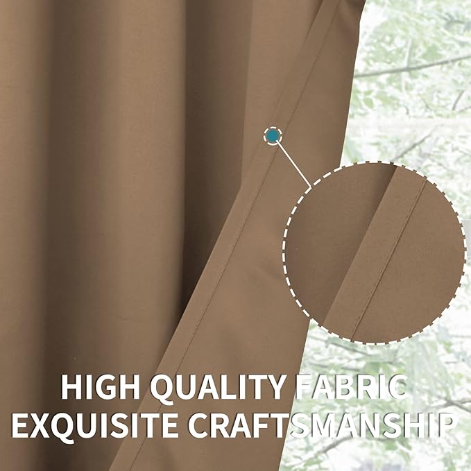 BGment Blackout Curtains for Living Room - Grommet Thermal Insulated Room Darkening Curtains for Bedroom, 2 Panels of 52 x 45 Inch, Taupe