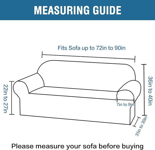 1 Peice Stretch Velvet Sofa Covers for 3 – Sofa 72"-90", Oatmeal
