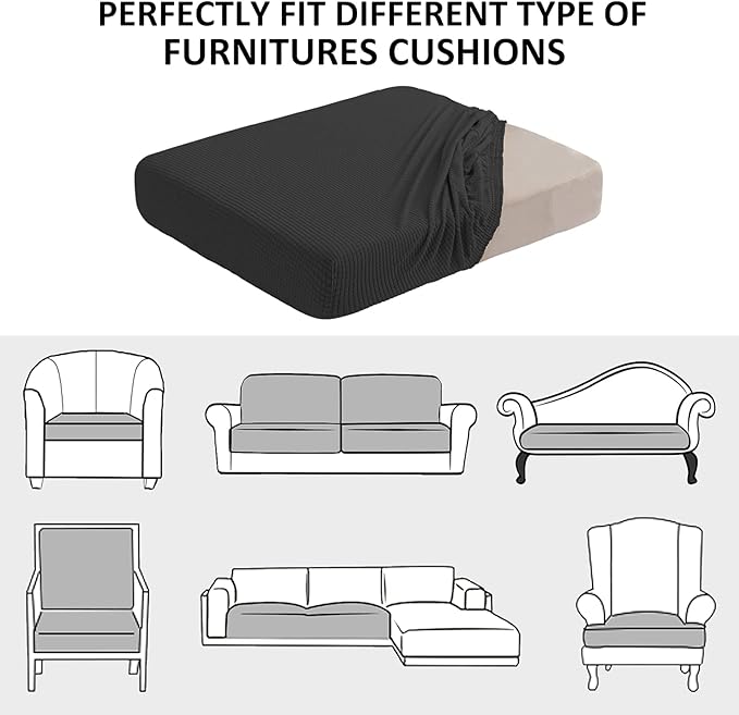 Water-Repellent Sofa Cushion Slipcovers for Living Room 3 Seater Super Fit and Soft Flexibility with Elastic Bottom Couch Seat Coat, Waterproof (Sofa Cushion, Black)