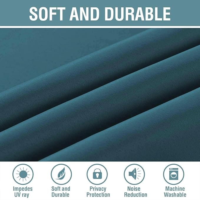 H.VERSAILTEX Blackout Curtain for Living Room Thermal Insulated Window Treatment Curtain Extra Long 84 inch Length Energy Saving Solid Grommet Top Blackout Drape, One Panel, Dark Teal, 52" W x 84" L
