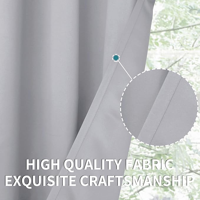 BGment Room Darkening Curtains 120 Inches Long - Grommet Thermal Insulated Drapes Window Treatment Curtains for Bedroom, 2 Panels, 52 x 120 Inch, Light Grey
