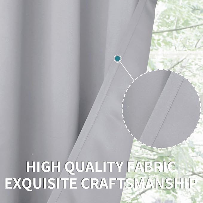 BGment Room Darkening Curtains 84 Inches Long - Grommet Thermal Insulated Drapes Window Treatment Curtains for Bedroom, 2 Panels, 52 x 84 Inch, Light Grey