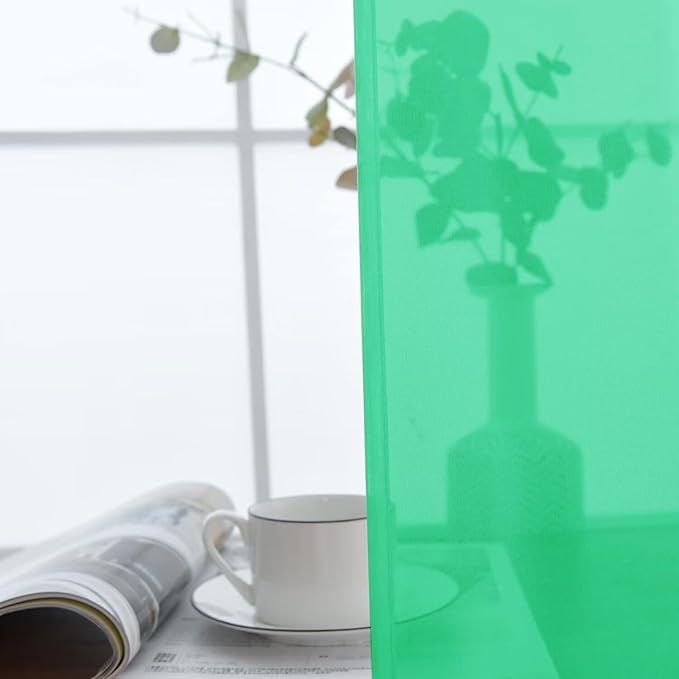 SpaceDresser Basic Rod Pocket Sheer Voile Window Curtain Panels Grass Green 1 Pair 2 Panels 52 Width 72 Inch Long for Kitchen Bedroom Children Living Room Yard（Grass Green, 52W x 72L）