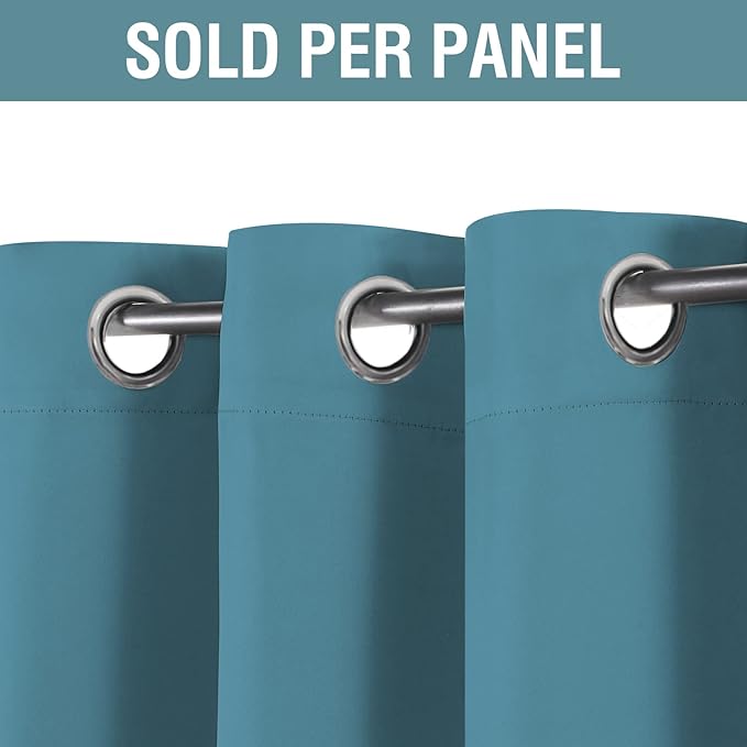 H.VERSAILTEX Blackout Curtain for Living Room Thermal Insulated Window Treatment Curtain Extra Long 63 inch Length Energy Saving Solid Grommet Top Blackout Drape, One Panel, Storm Blue, 52" W x 63" L