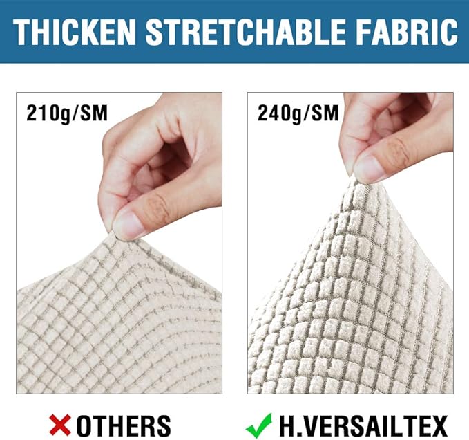 H.VERSAILTEX 4 Piece Stretch Couch Covers for 3 Cushion Couch Sofa Furniture Slipcovers Feature Upgraded Thicker Jacquard Fabric (Sofa, Ivory)