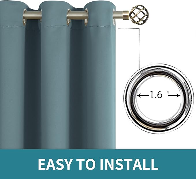BGment Room Darkening Curtains 84 Inches Long - Grommet Thermal Insulated Drapes Window Treatment Curtains for Bedroom, 2 Panels, 70 x 84 Inch, Stone Blue