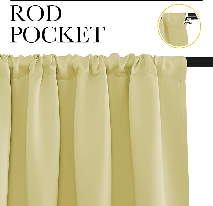 NICETOWN Blackout Curtains for Bedroom, Blackout Curtain Panels, Paler Yellow, 1 Pair, 70 by 63-inch, Window Treatment Energy Saving Thermal Insulated Solid Rod Pocket Blackout Drapes/Draperies