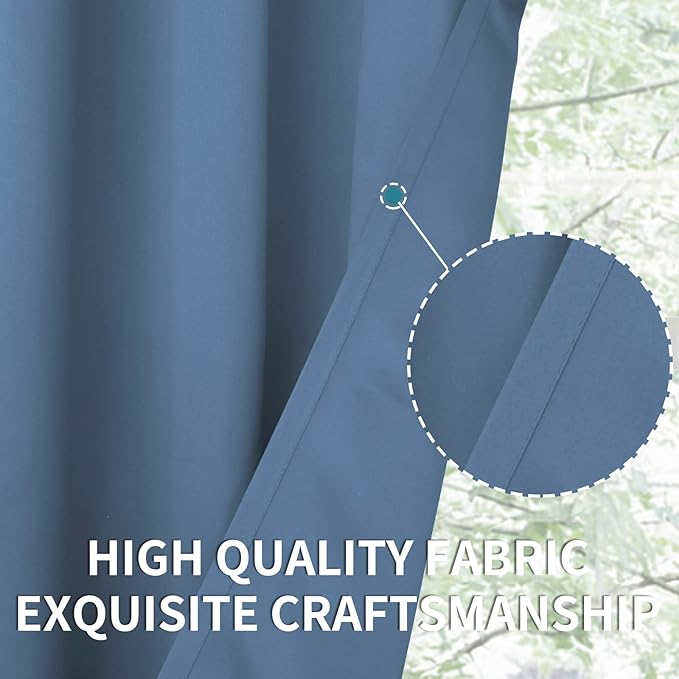 BGment Blackout Curtains for Bedroom - Grommet Thermal Insulated Room Darkening Curtains for Living Room, Set of 2 Panels (52 x 54 Inch, Faded Denim)